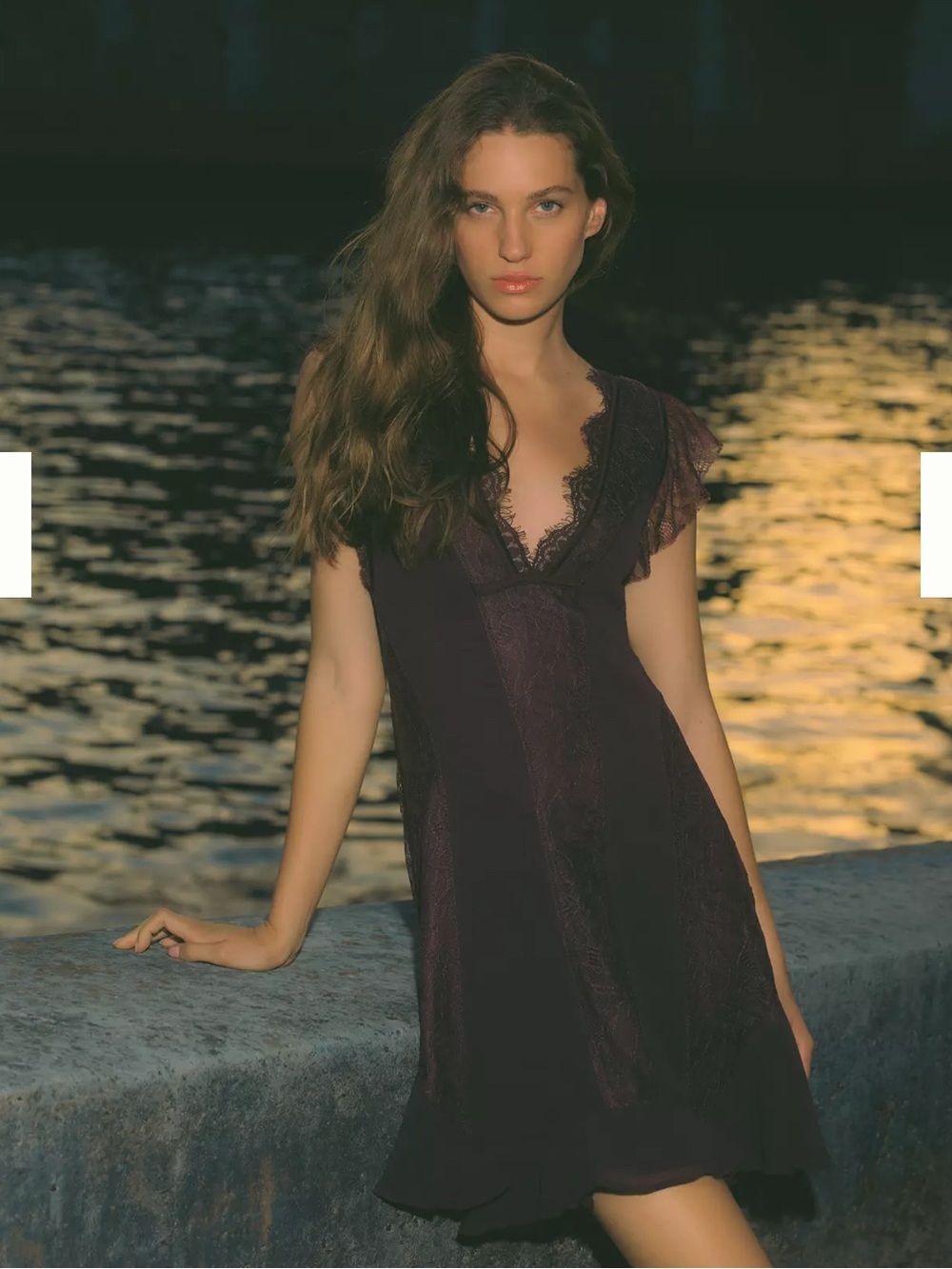 NWT Anthropologie Seamed Lace Mini Dress Ganache Brown Size S $168